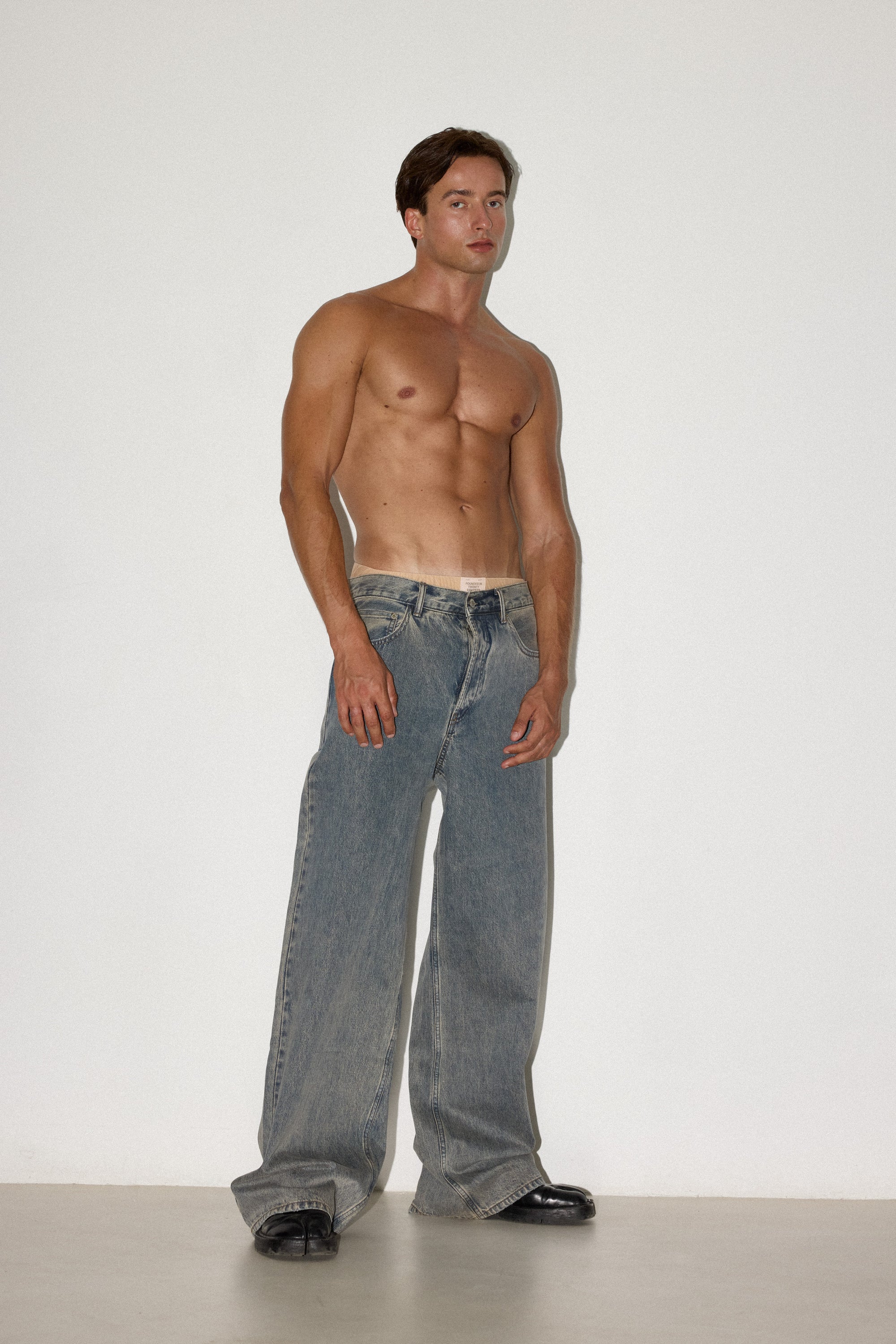 Mud Faded Indigo Wide Leg Jeans