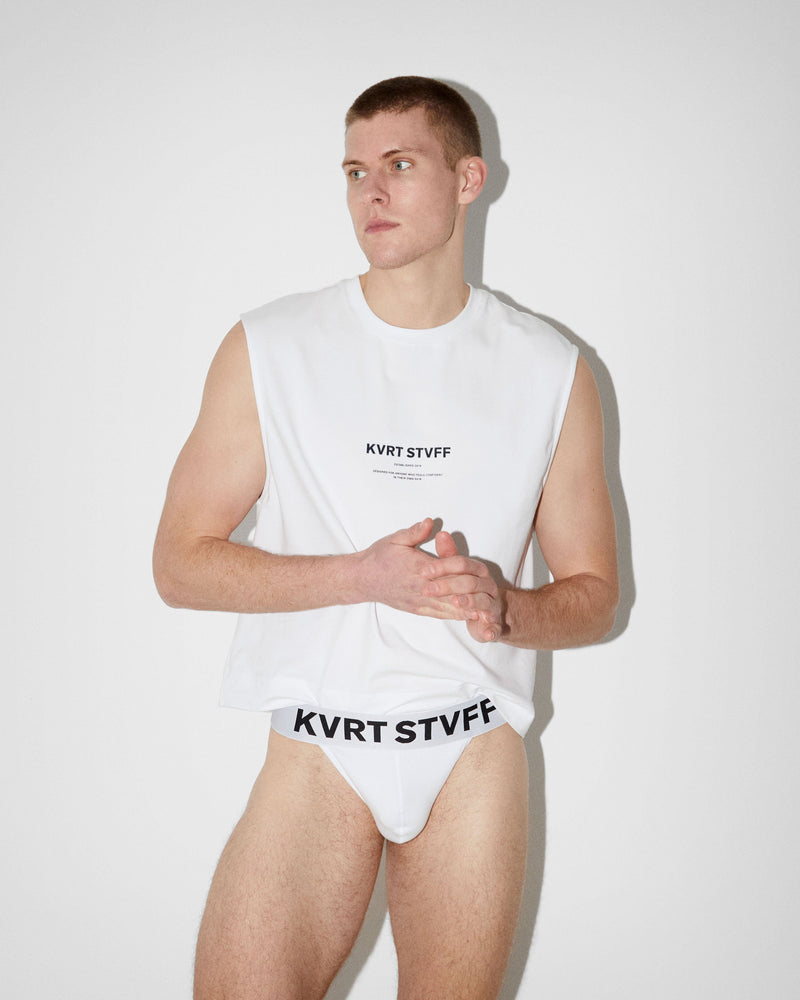 2 Pack White Logo Thong
